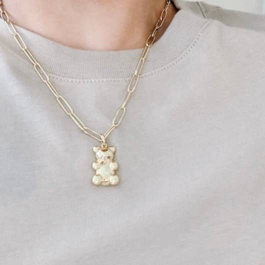 Gummy Bear Gold Necklace Paperclip Gold-Plated Chain