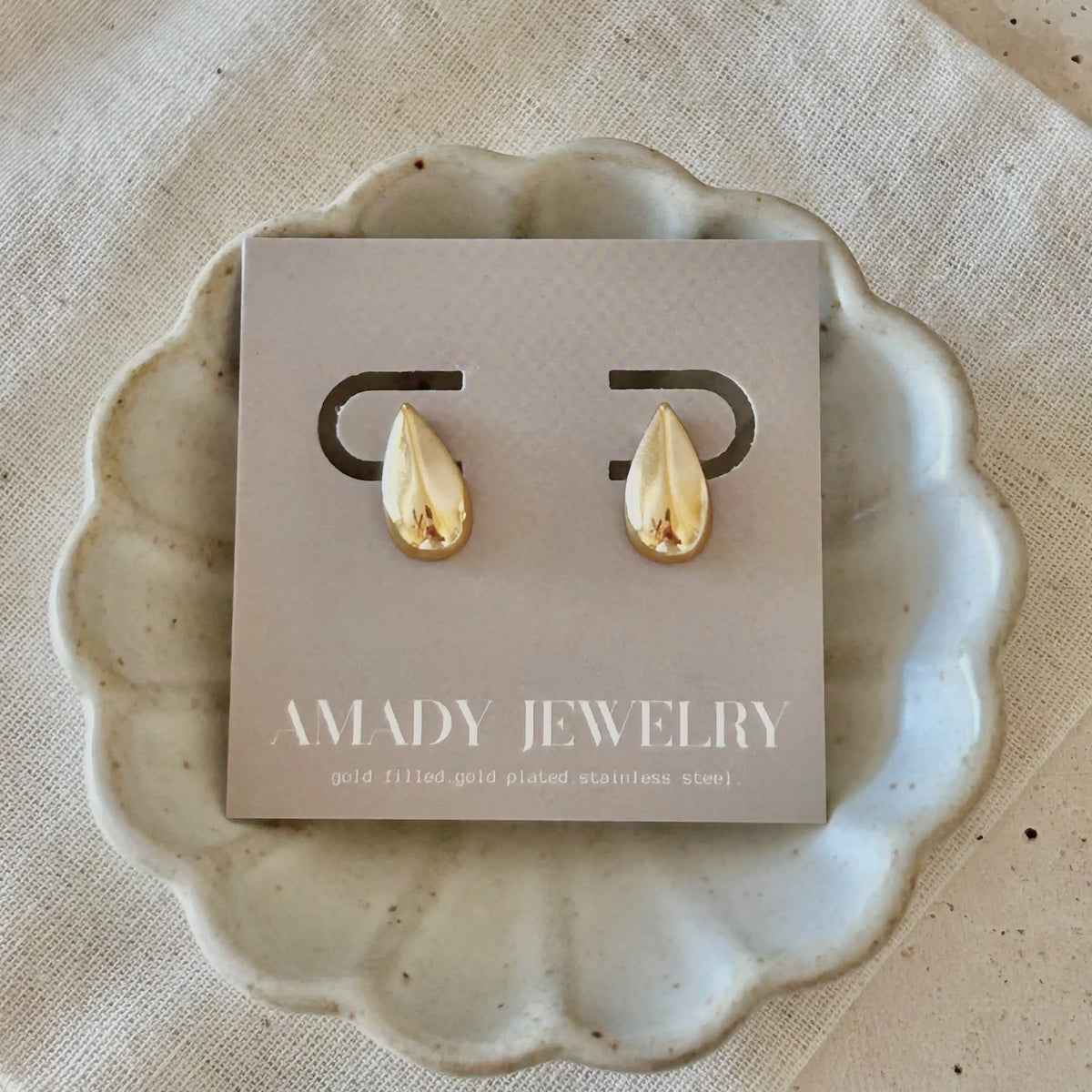 18k Gold Filled Teardrop Post Earrings