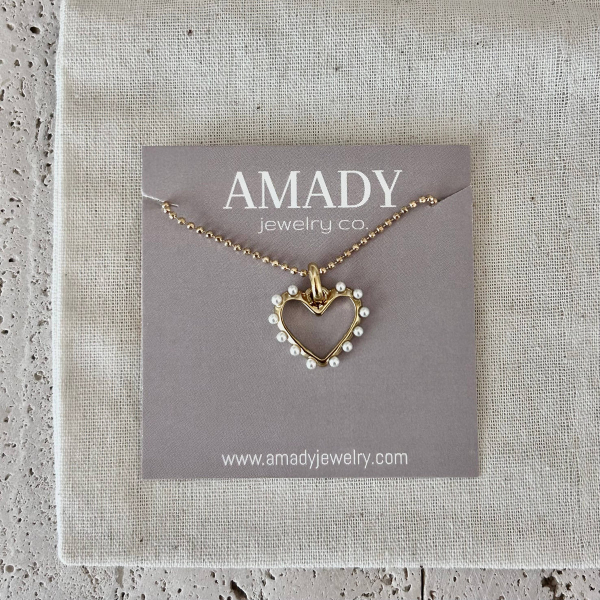 Gold Plated Heart Pearl Pendant Necklace – Stainless Steel