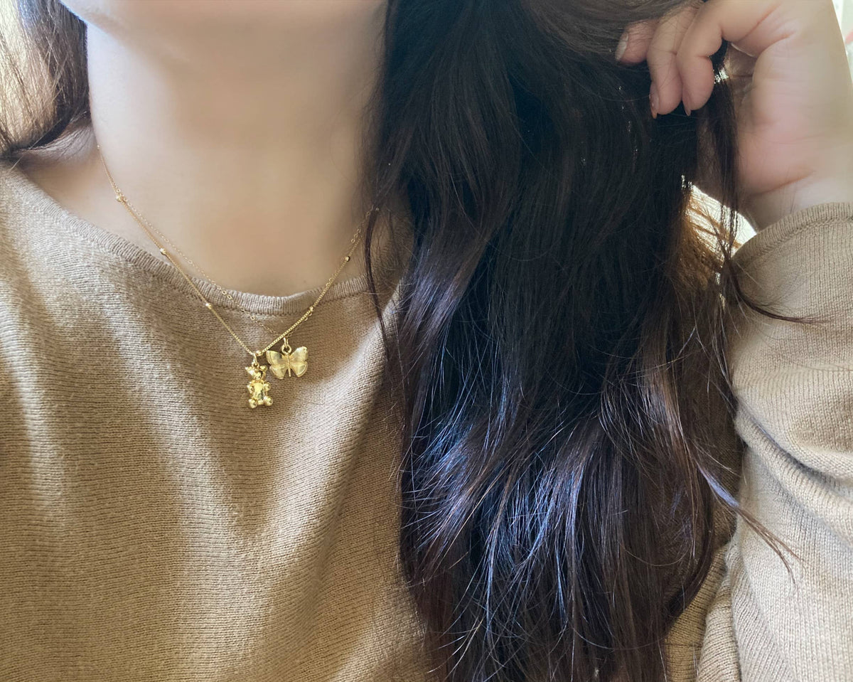 Gold bear pendant necklace, gummy bear necklace, candy bear