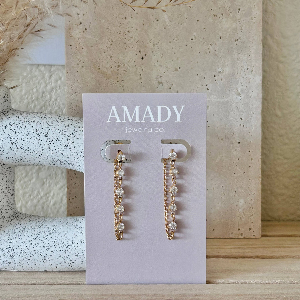 Gold Plated Crystal Dangle Earrings – Lightweight Statement