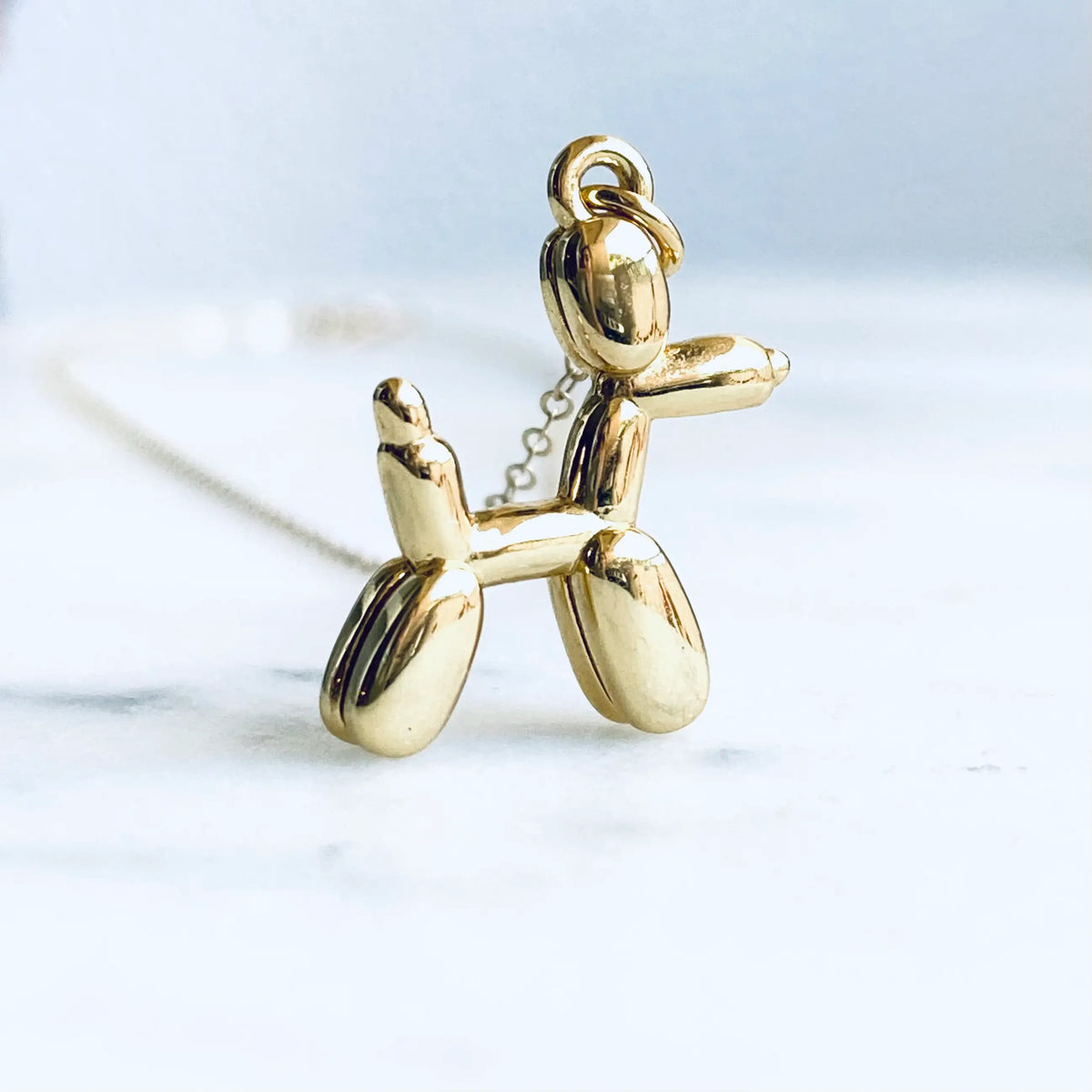 Balloon gold dog necklace, puppy ballon necklace, little dog
