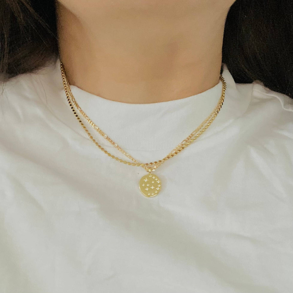 Coin Medallion pendant charm on a 18k Gold Fill cuban chain