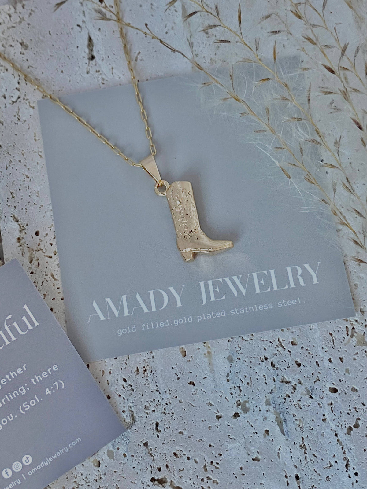 Cowboy Boot Cowgirl  charm pendant necklace 18k gold filled