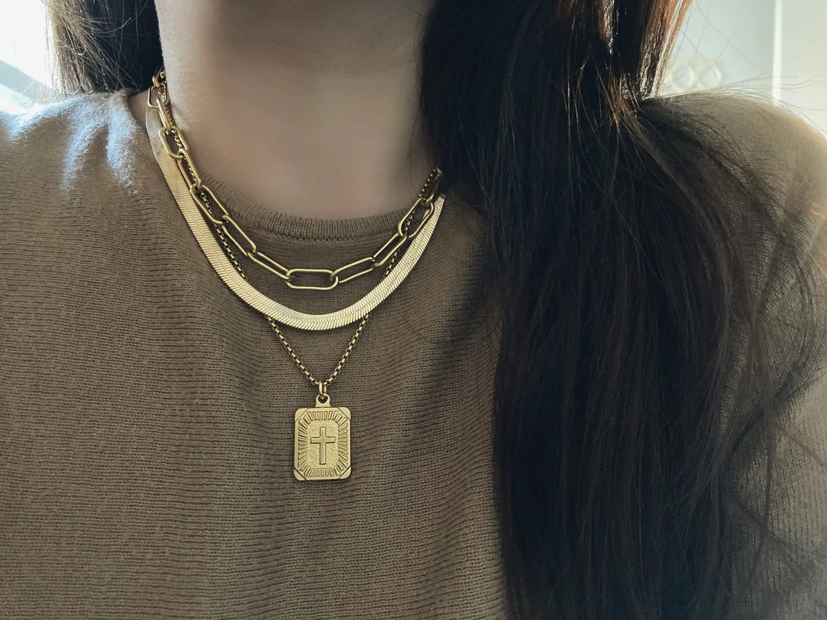 18k Gold Plated Paperclip Link Necklace Choker Lariat