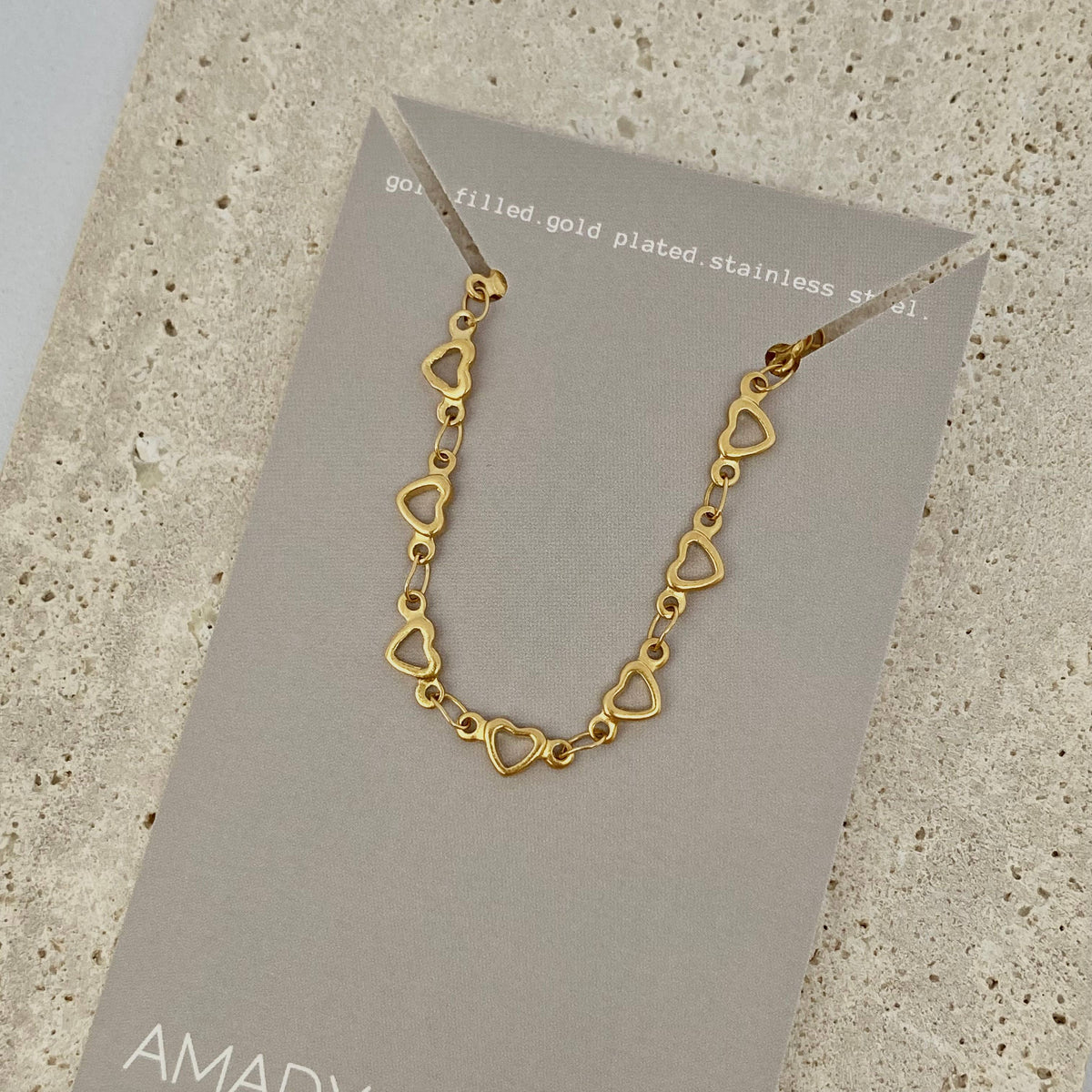 Hearts necklace Love Valentines gold silver water resistant