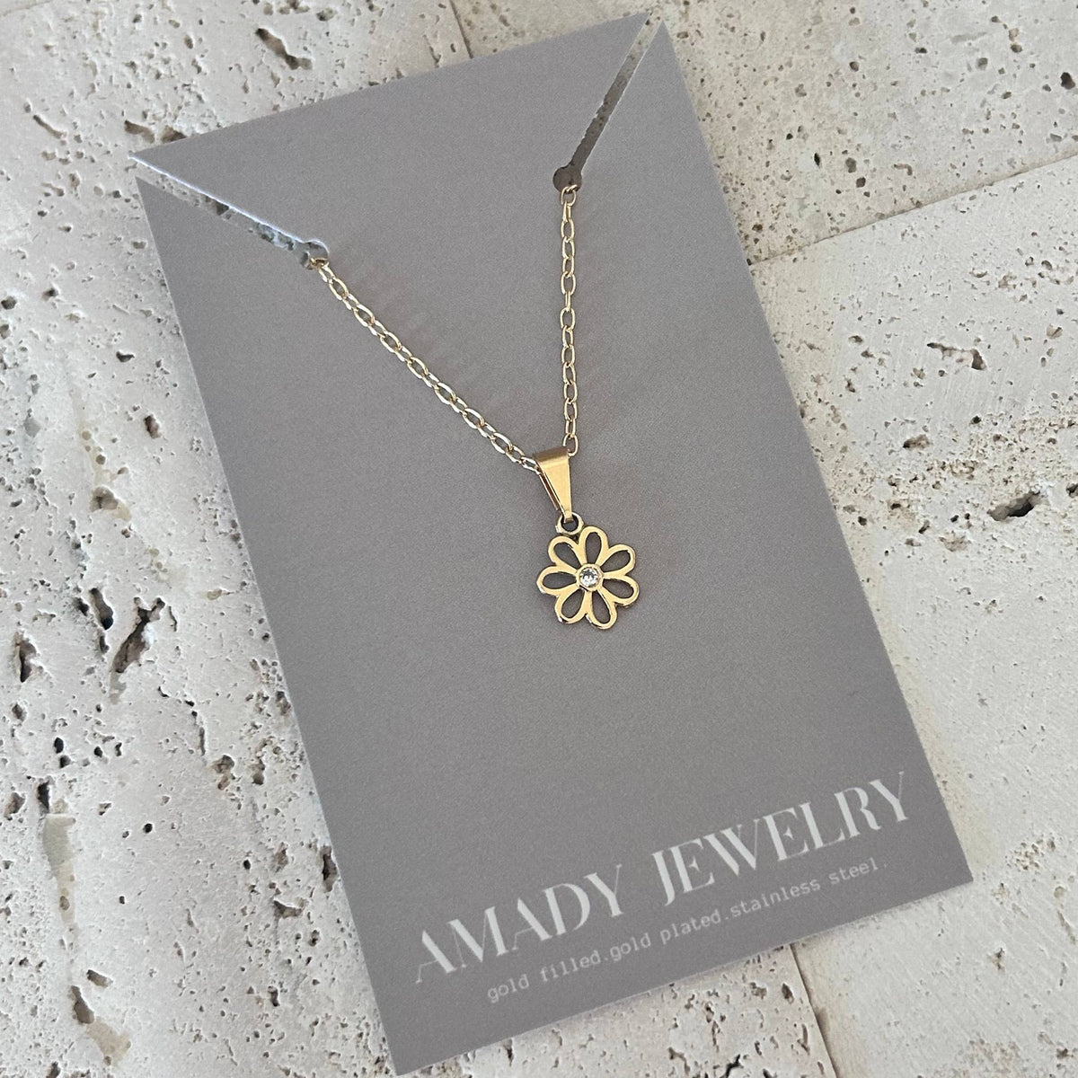 Flower charm pendant chain necklace 18k gold-filled daisy