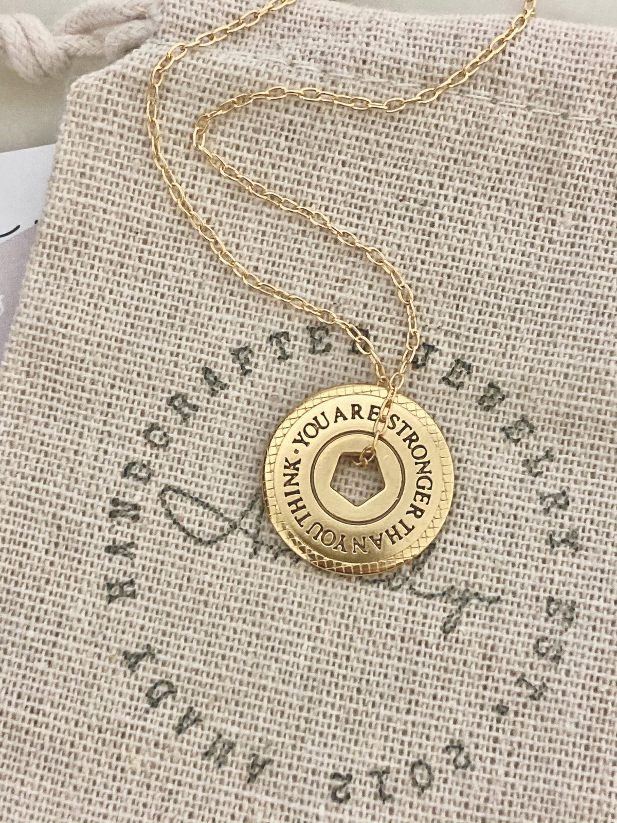 Gold filled coin medallion medal necklace 18k gold filled