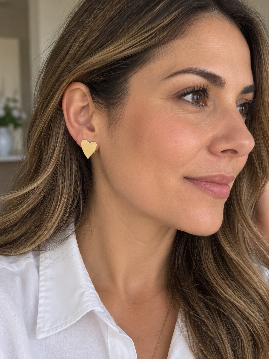 Heart post earrings studs minimal jewelry