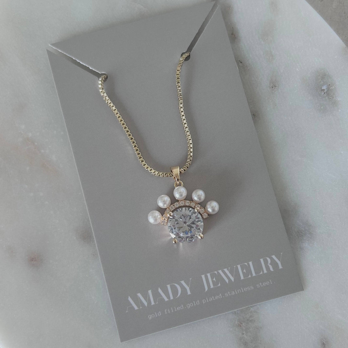 Pearls pendant charm necklace 14k gold filled
