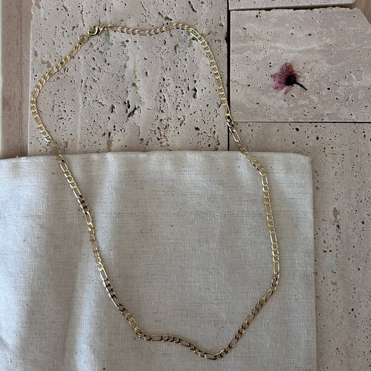 Figaro Layering Chain Necklace 18k Gold Filled Waterproof