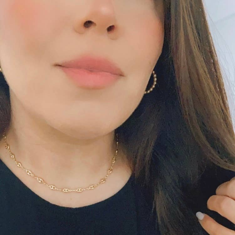 Mariner coffee bean link chain necklace, 18k gold chocker