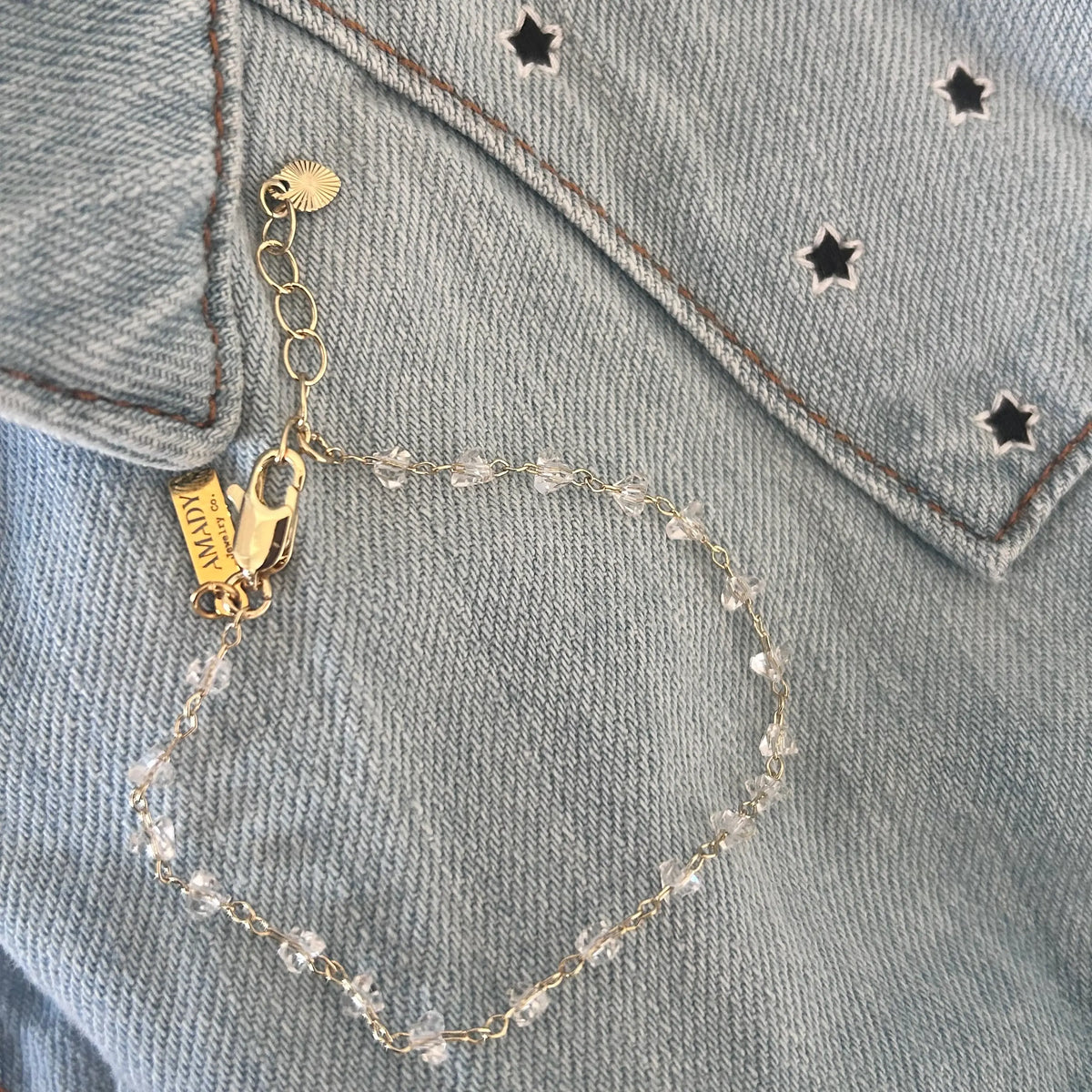 Faceted Clear Crystals Layering Bracelet