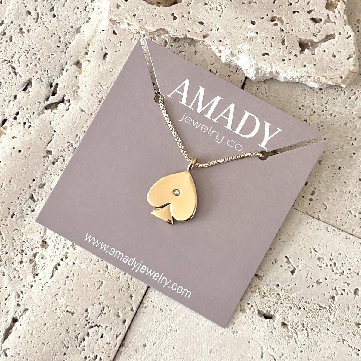 Ace of spade pendant charm necklace Gold Filled