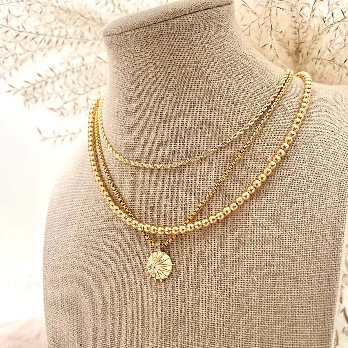 18k Gold Filled Rope chain layering necklace water resistant