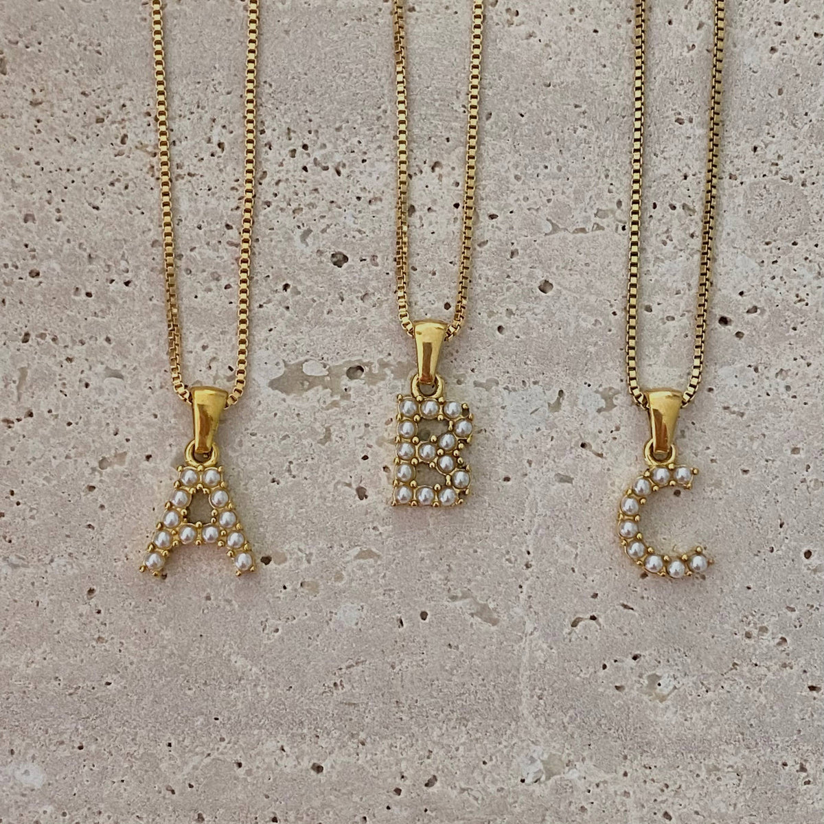 Initial Necklace Pearls Pedant custom gold filled