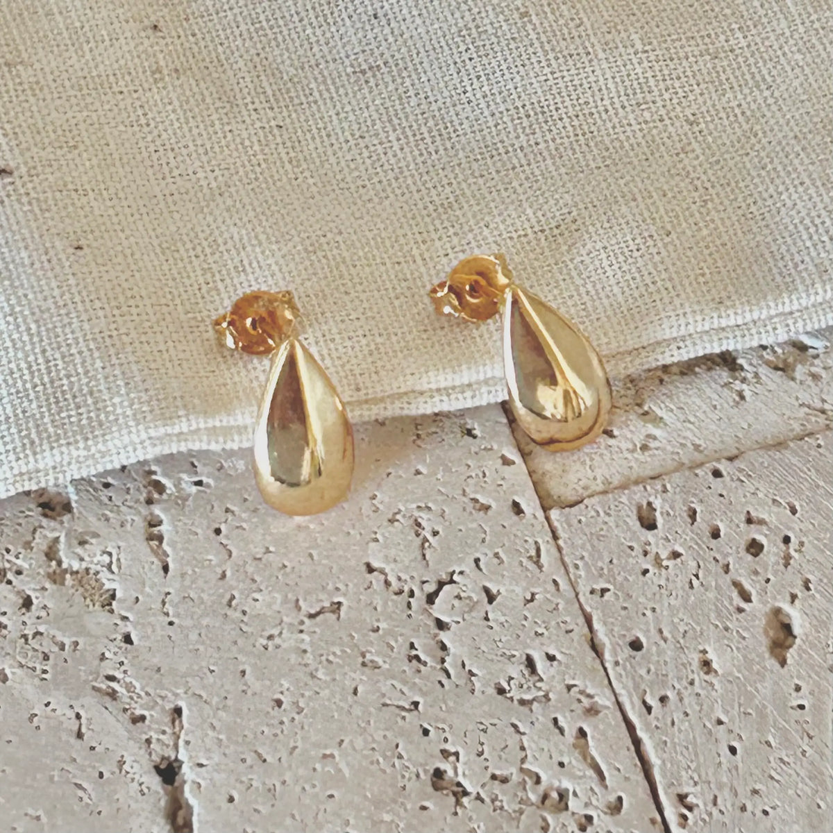 18k Gold Filled Teardrop Post Earrings