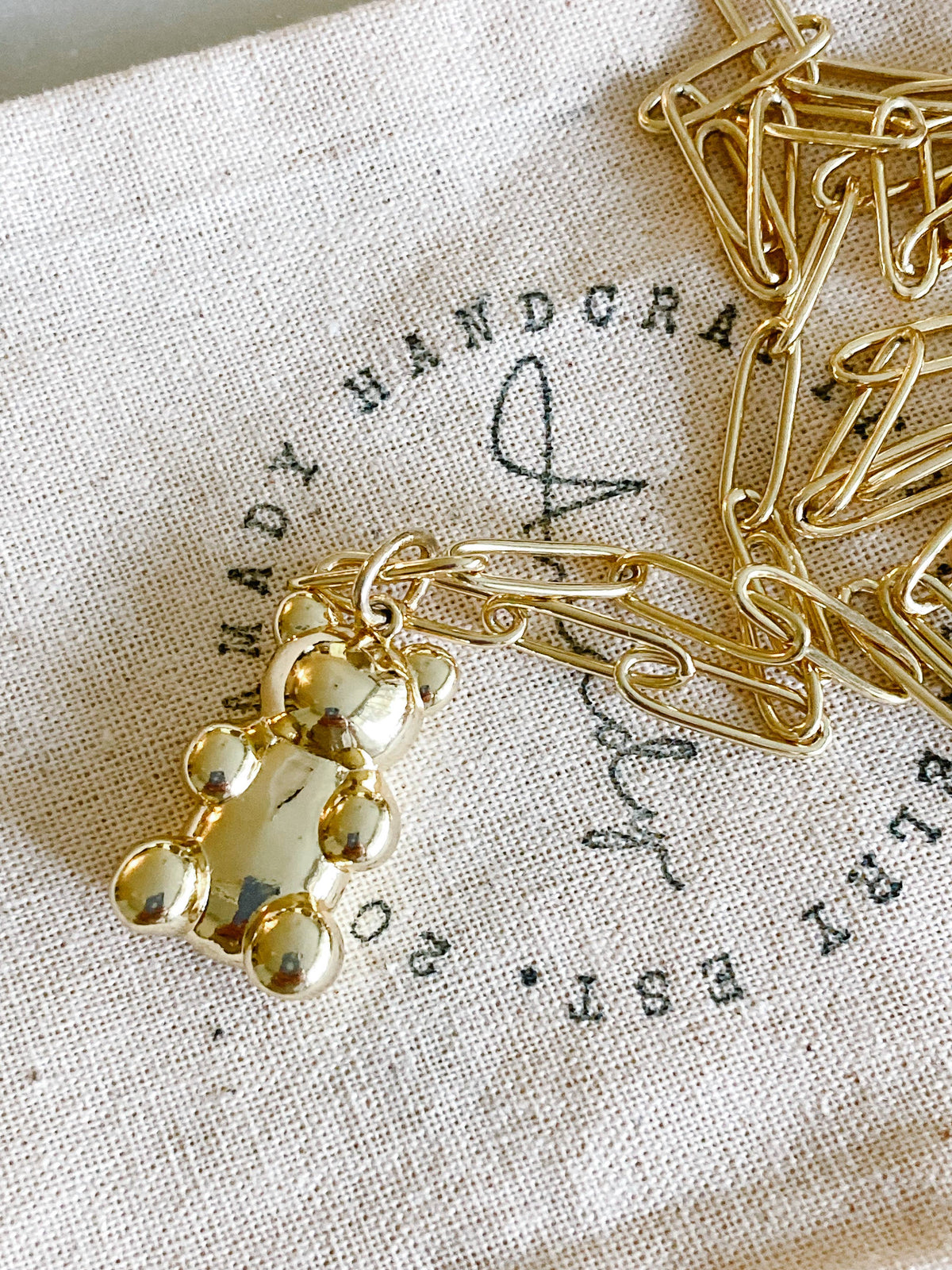 Gummy Bear Gold Necklace Paperclip Gold-Plated Chain