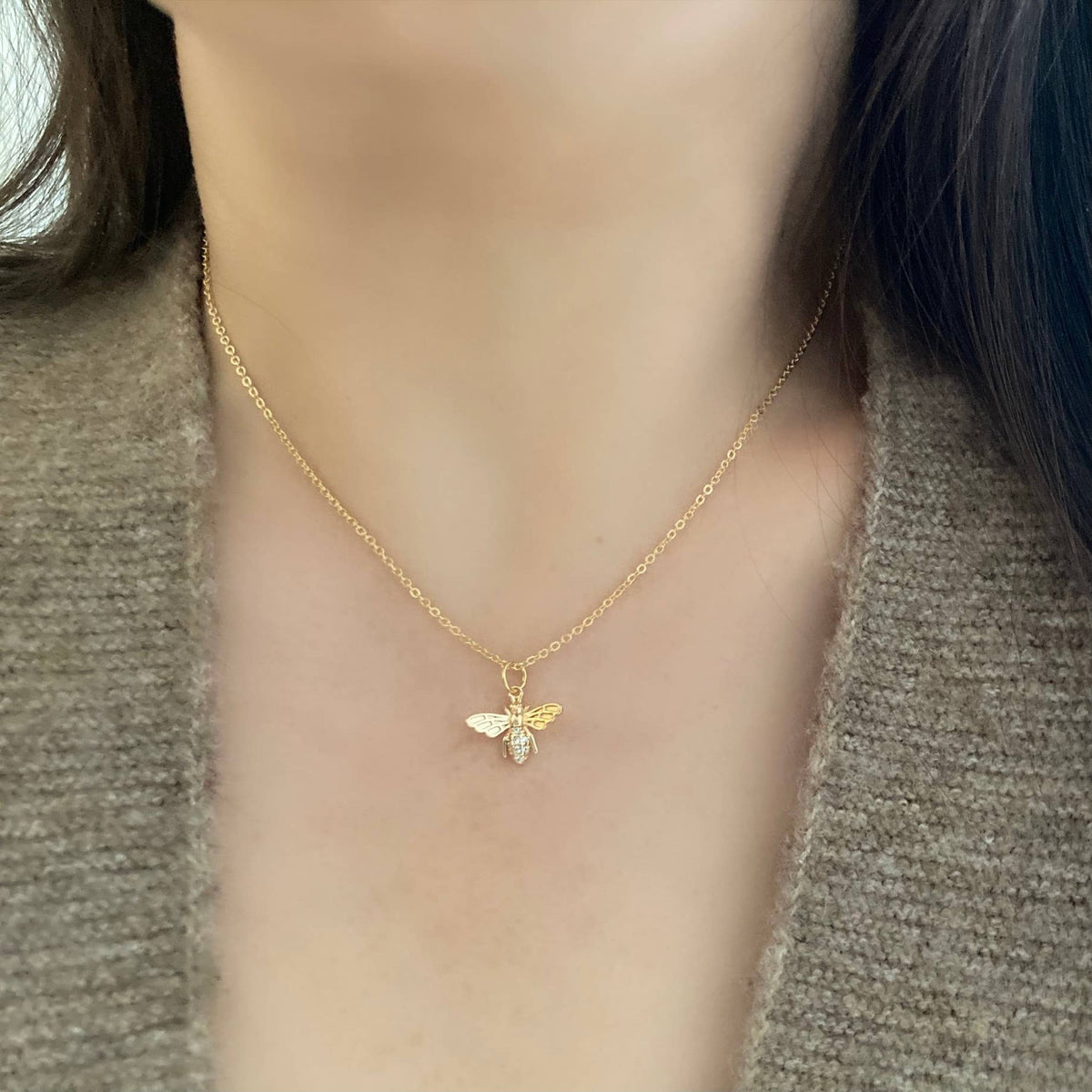 Honey Bee Queen Bee Pendant Charm chain necklace