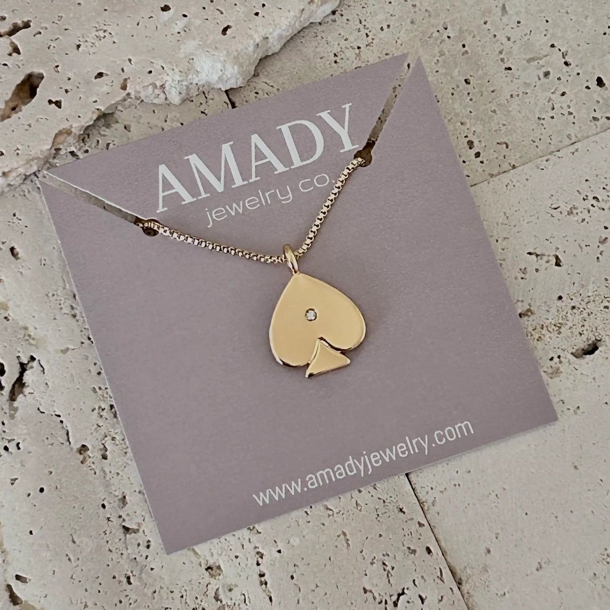 Ace of spade pendant charm necklace Gold Filled