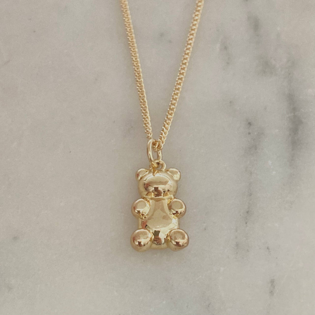 Gold bear pendant necklace, gummy bear necklace, candy bear