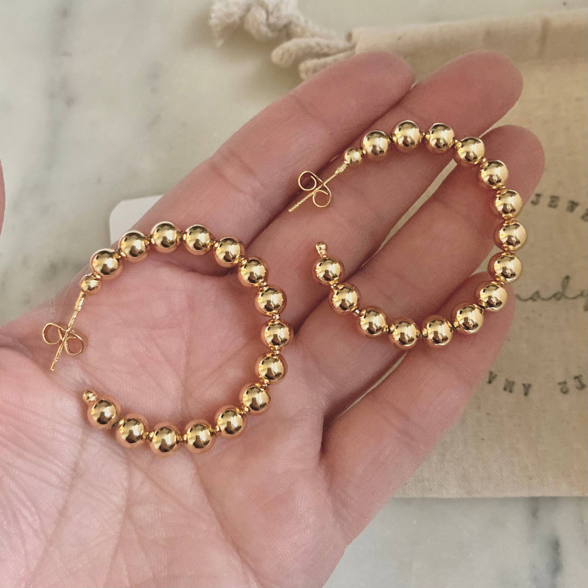 beaded hoop earrings 18k gold filled thick hoop earrings