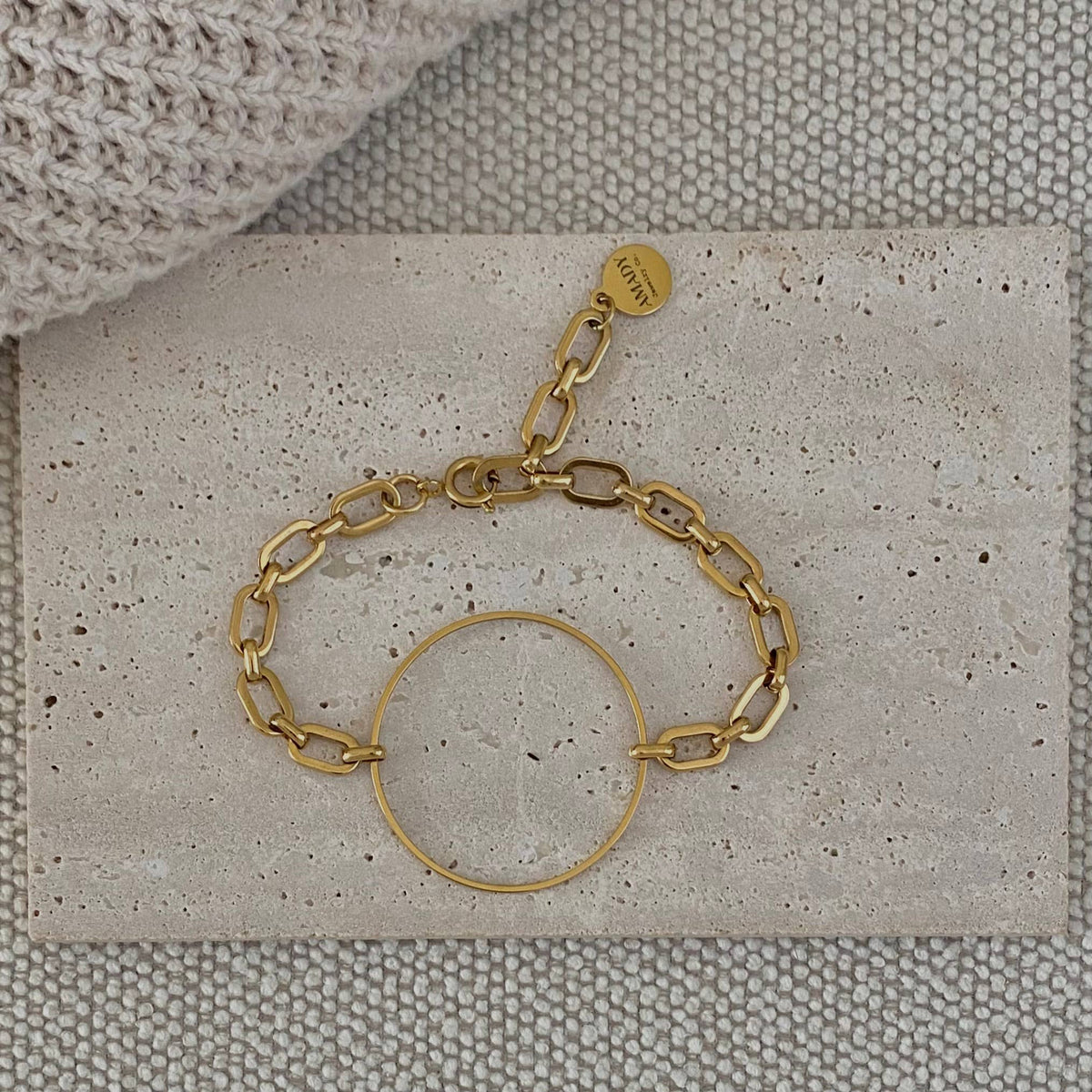 Infinity round charm statement chain bracelet