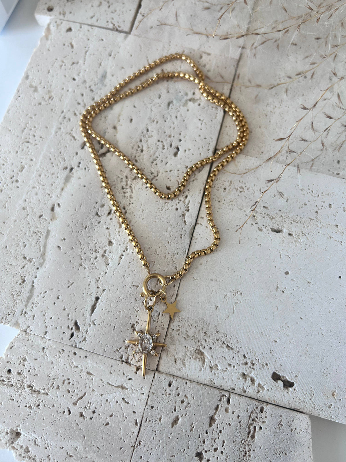 Stars removable charms pendants necklace 18k gold plated