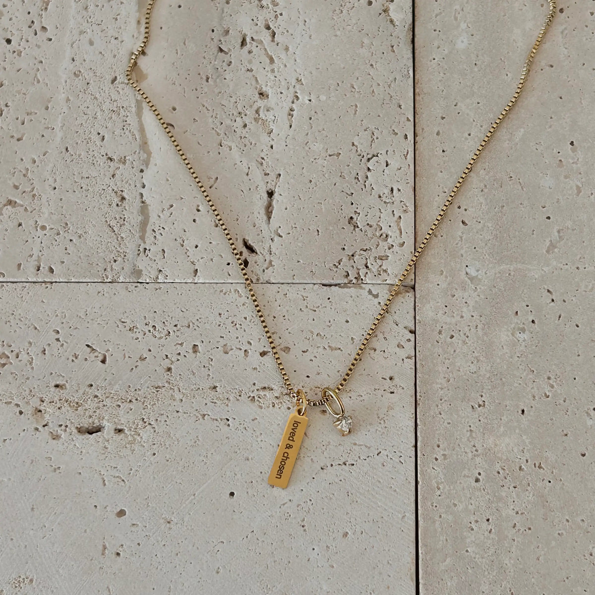 Religious Necklace Jewelry Bible verse Loved Chosen 14k GP