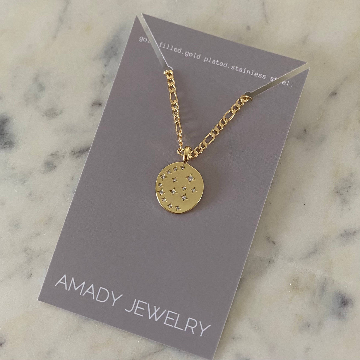 Coin Medallion pendant charm on a 18k Gold Fill cuban chain