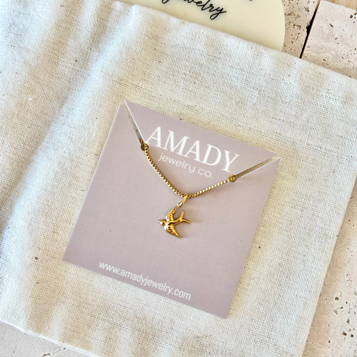 Bird necklace dainty Swallow charm pendant strand 18k gf