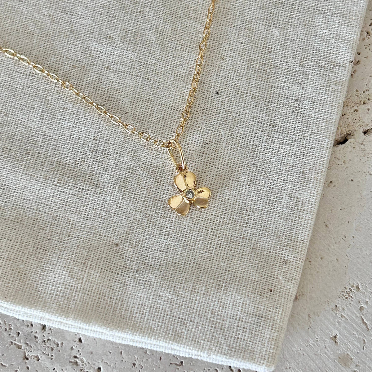 Little Flower Necklace tiny floral pendant charm chain