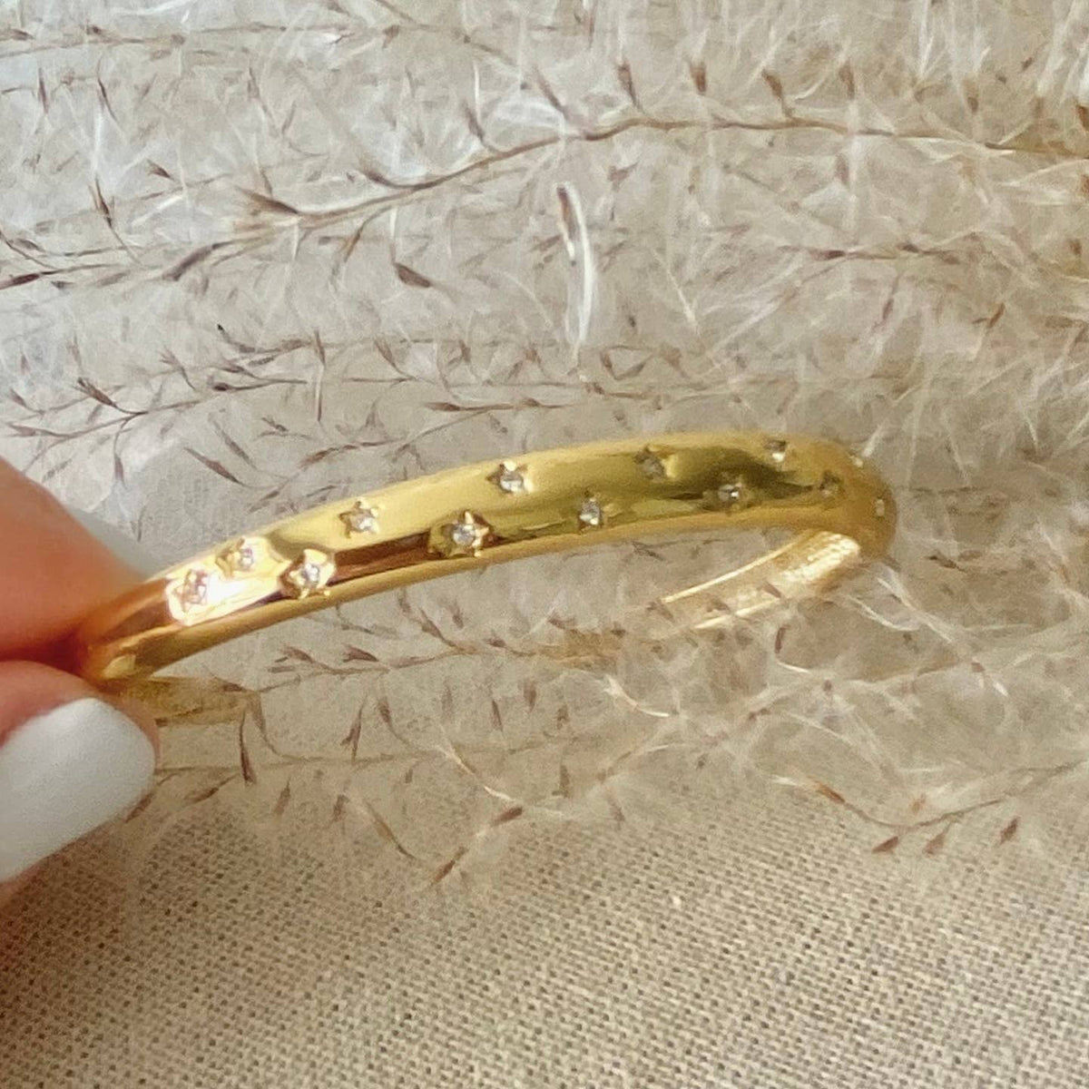 Stars bangle 18k gold plated stainless steel zirconia layer