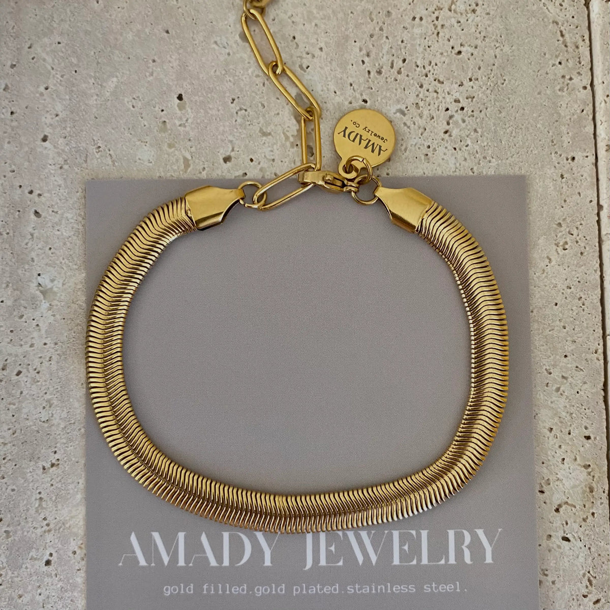 18k Gold Plated Bracelet Herringbone Snake chain PV SS