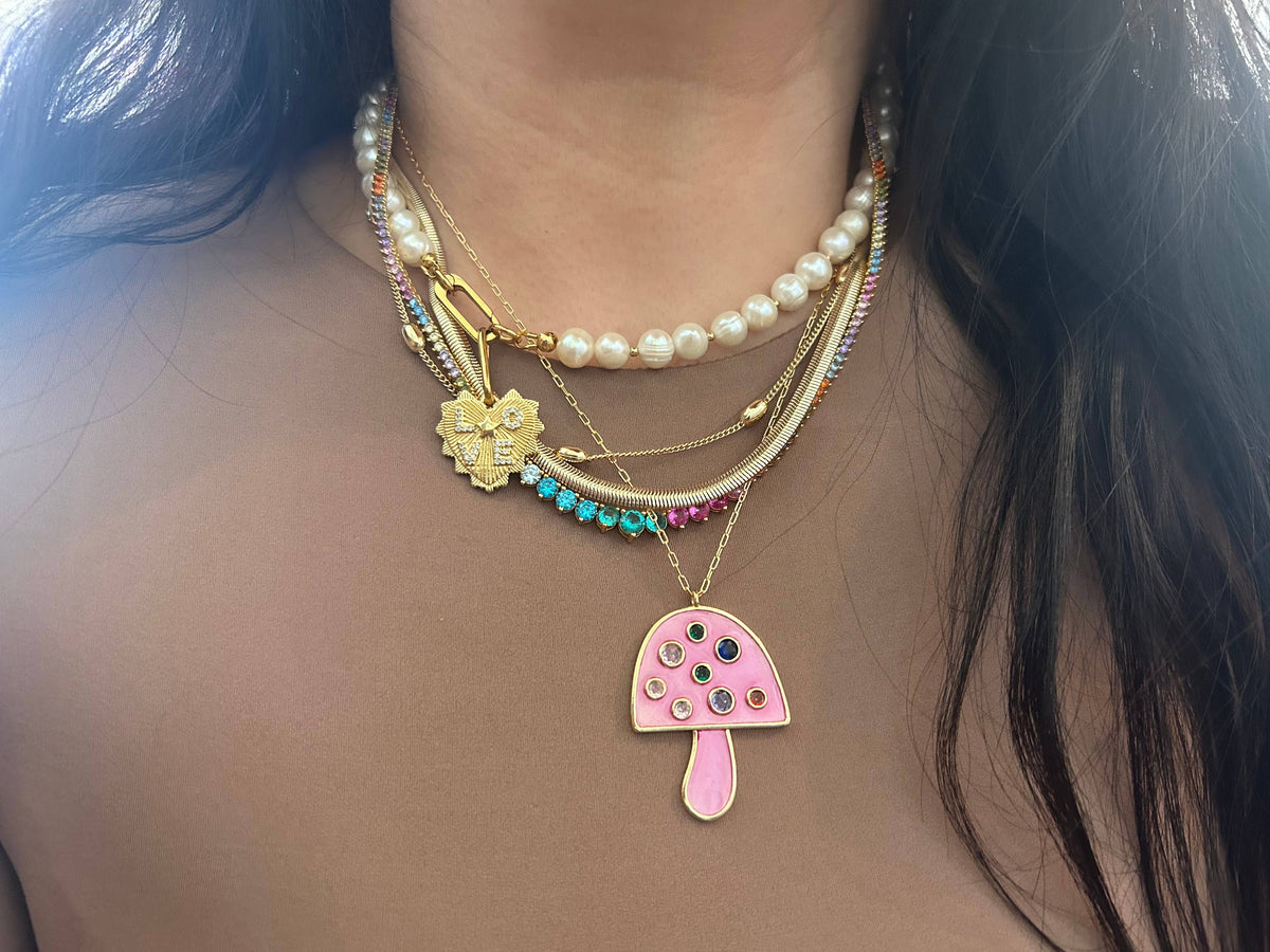 Snake chain herringbone flat link necklace gold filled