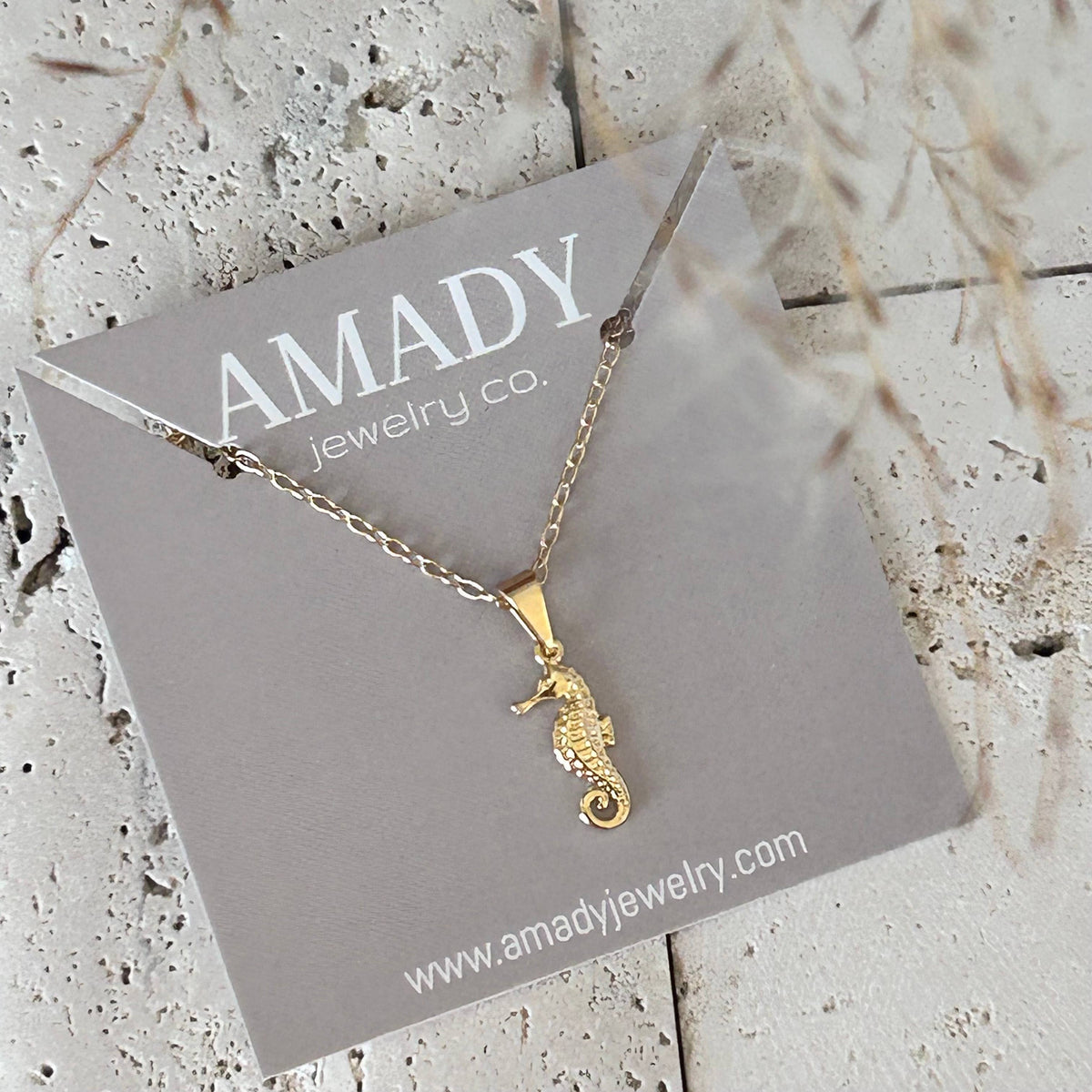Seahorse summer dainty necklace 14k gold filled sea horse