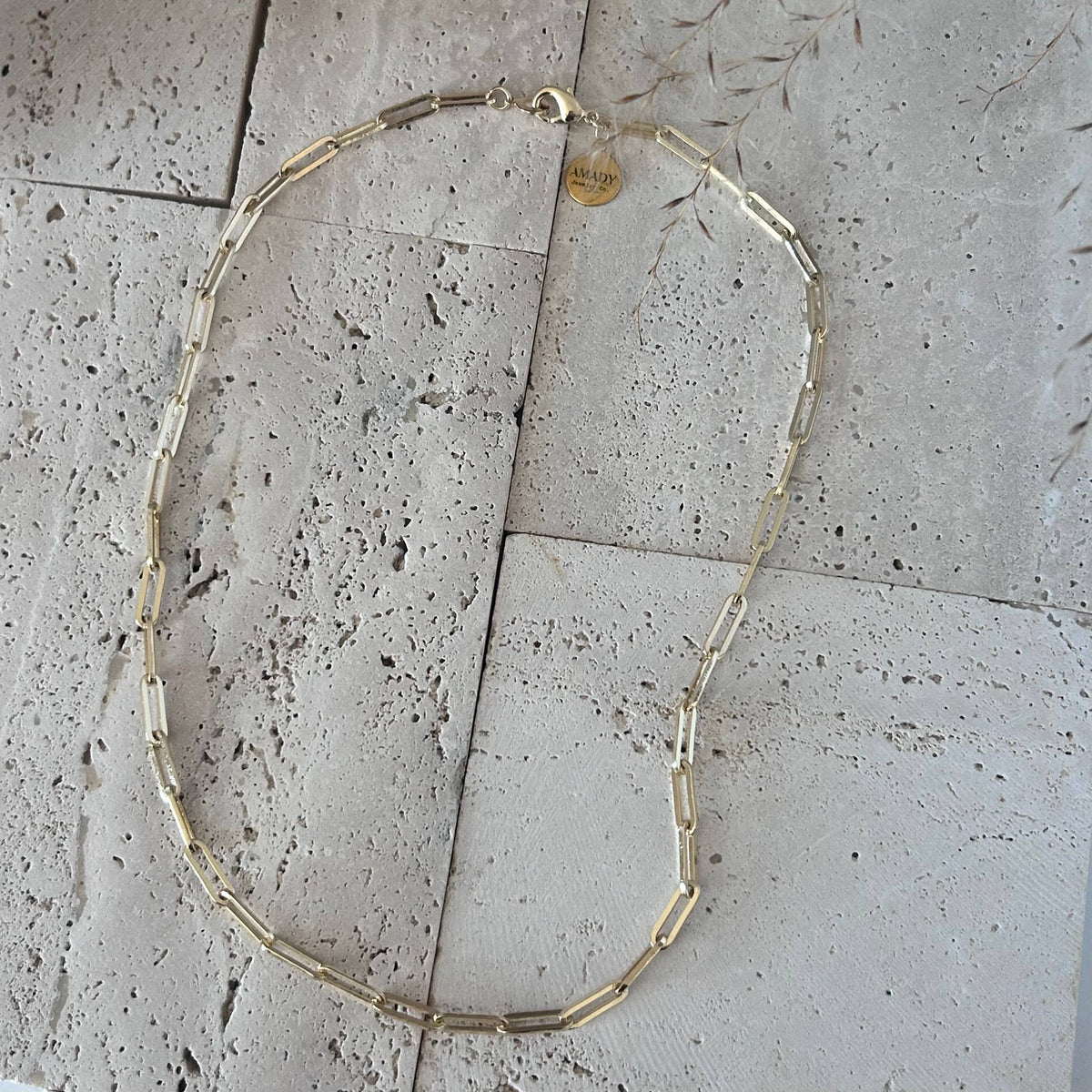 Gold Paperclip Link Chain necklace layering 18k gold-filled