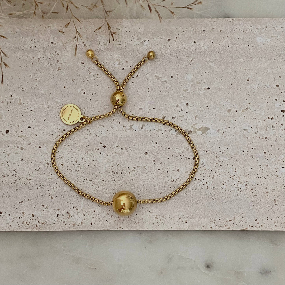 Single Dot 18k GoldPlated  Bead on a rope chain bracelet