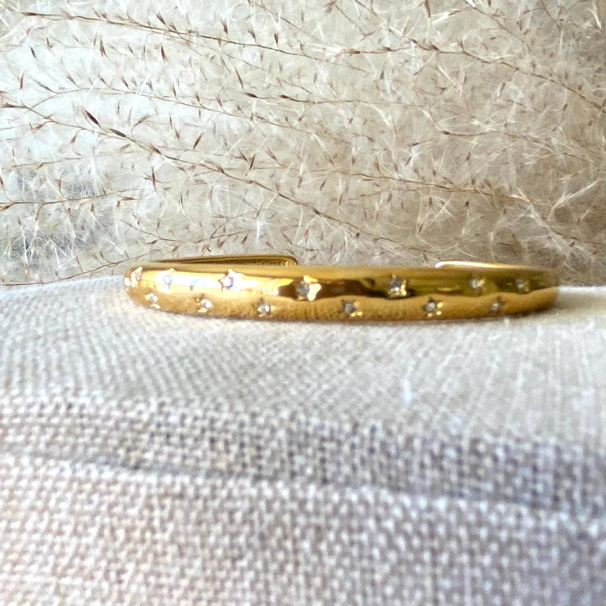 Stars bangle 18k gold plated stainless steel zirconia layer