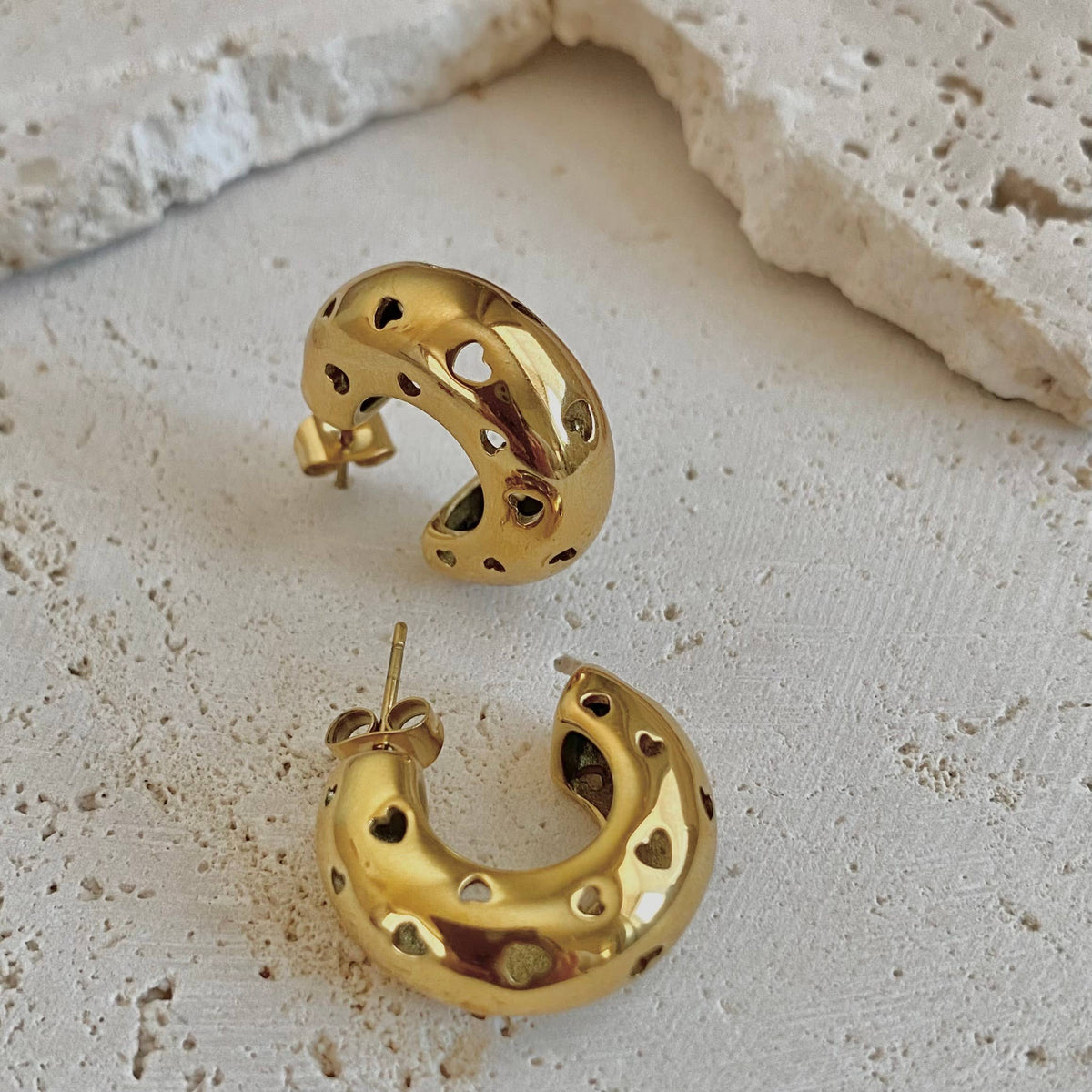 Hearts thick hoop earrings chunky statement jewelry