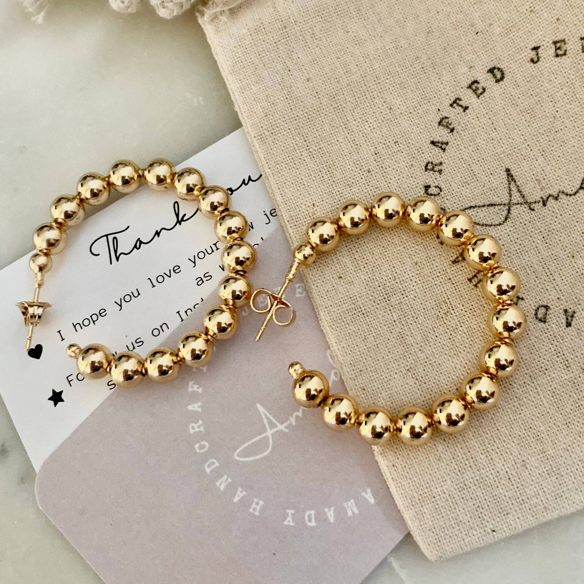 beaded hoop earrings 18k gold filled thick hoop earrings