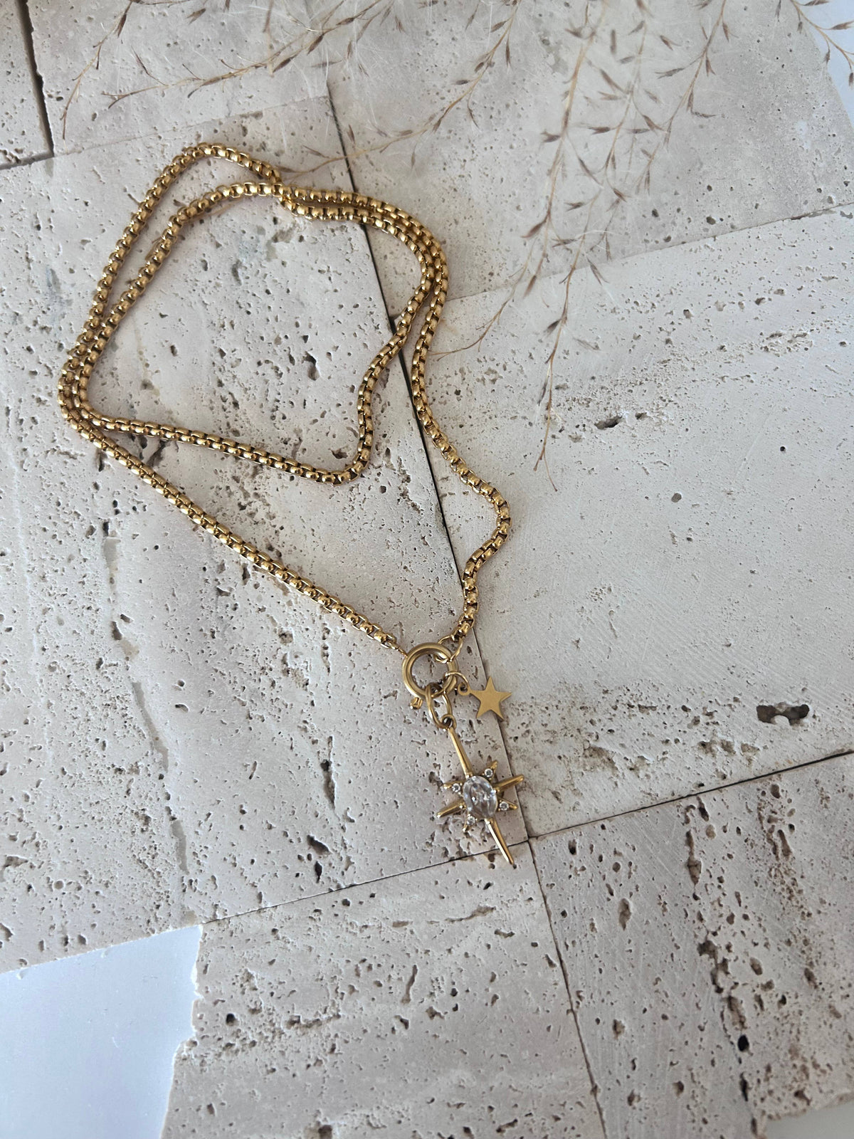Stars removable charms pendants necklace 18k gold plated