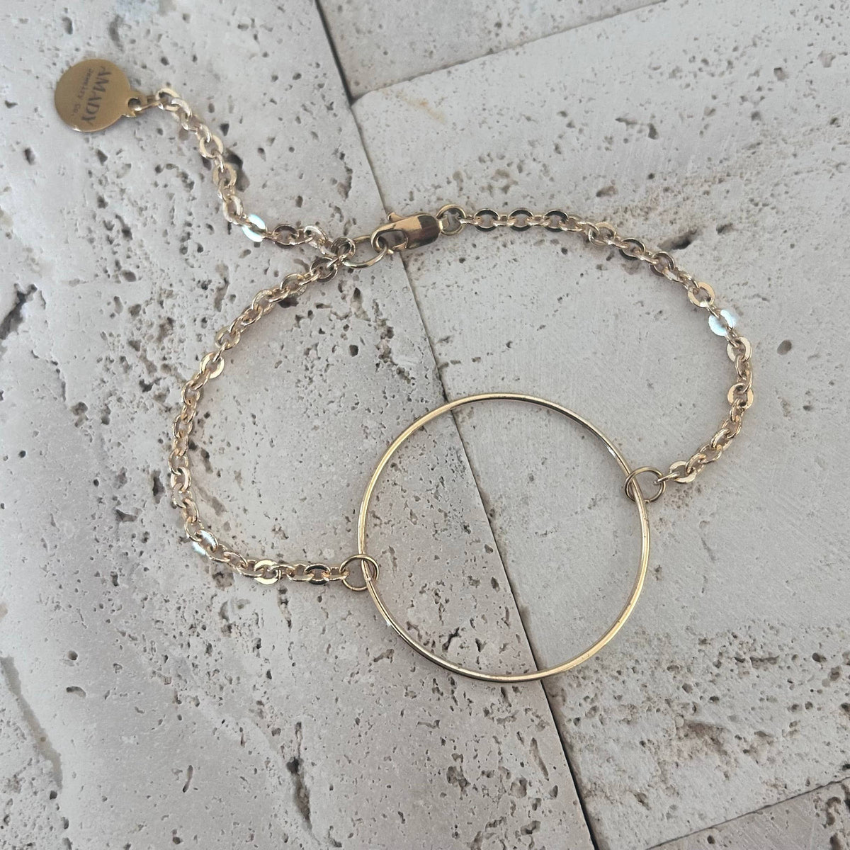 Infinity round charm bracelet circle gold plated