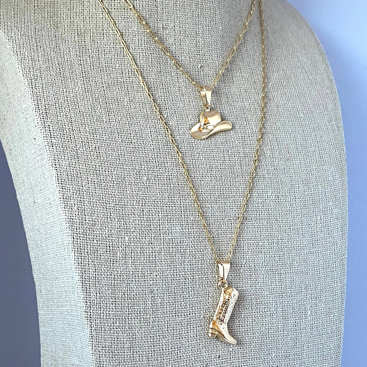Cowboy Boot Cowgirl  charm pendant necklace 18k gold filled