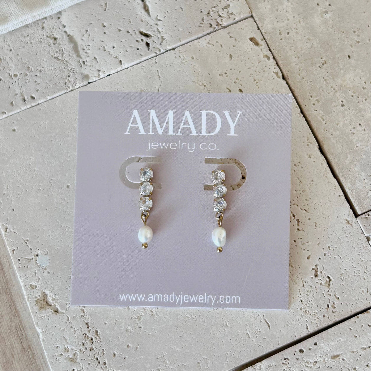 Freshwater dangle drop earrings cubic zircon