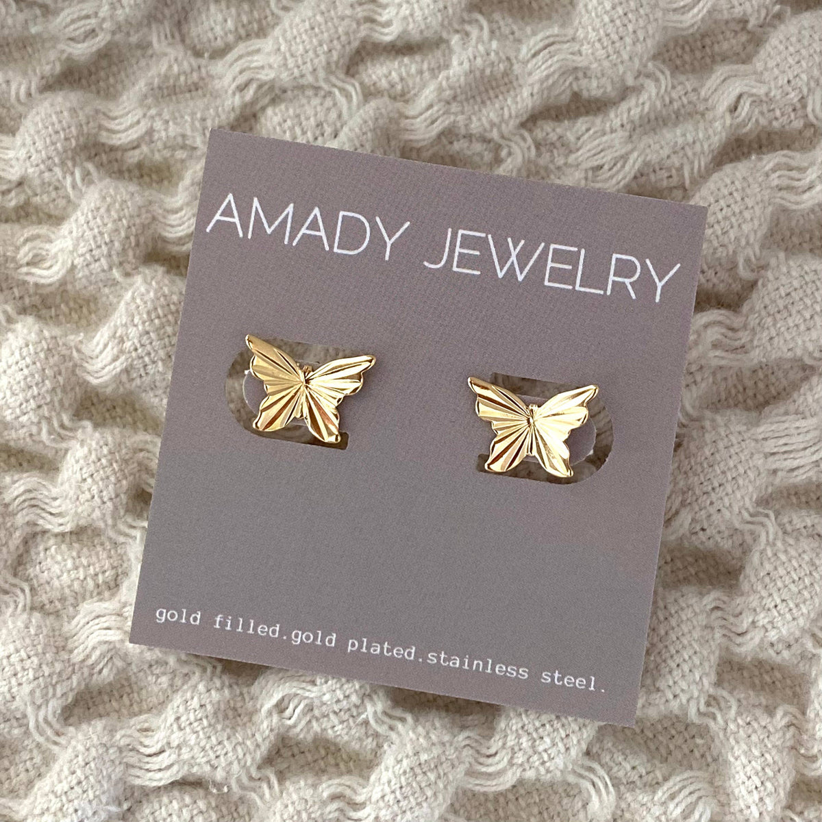 Butterfly fairy post earrings 18k gold filled butterflies