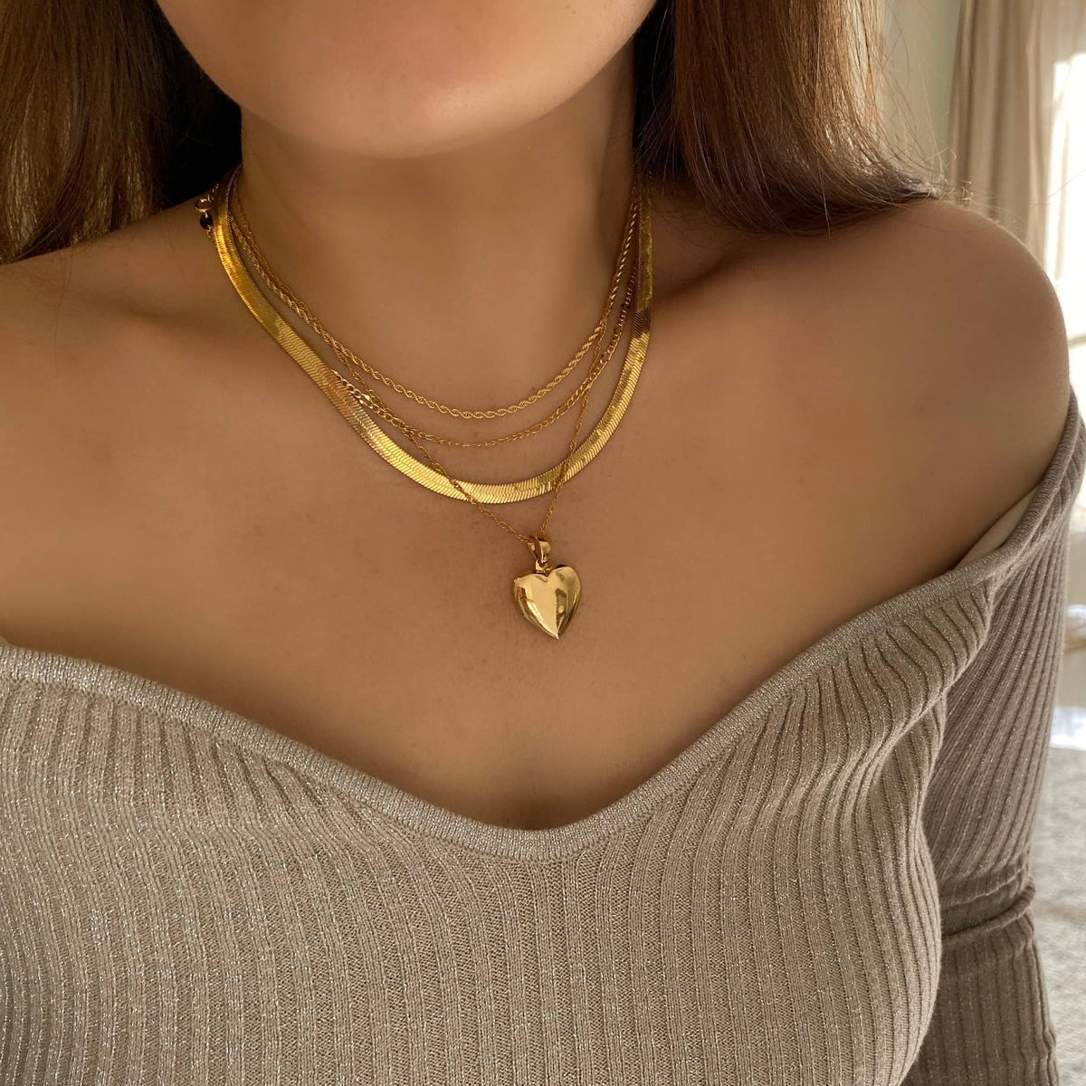 Heart locket necklace 18k Gold Filled heart shape pendant