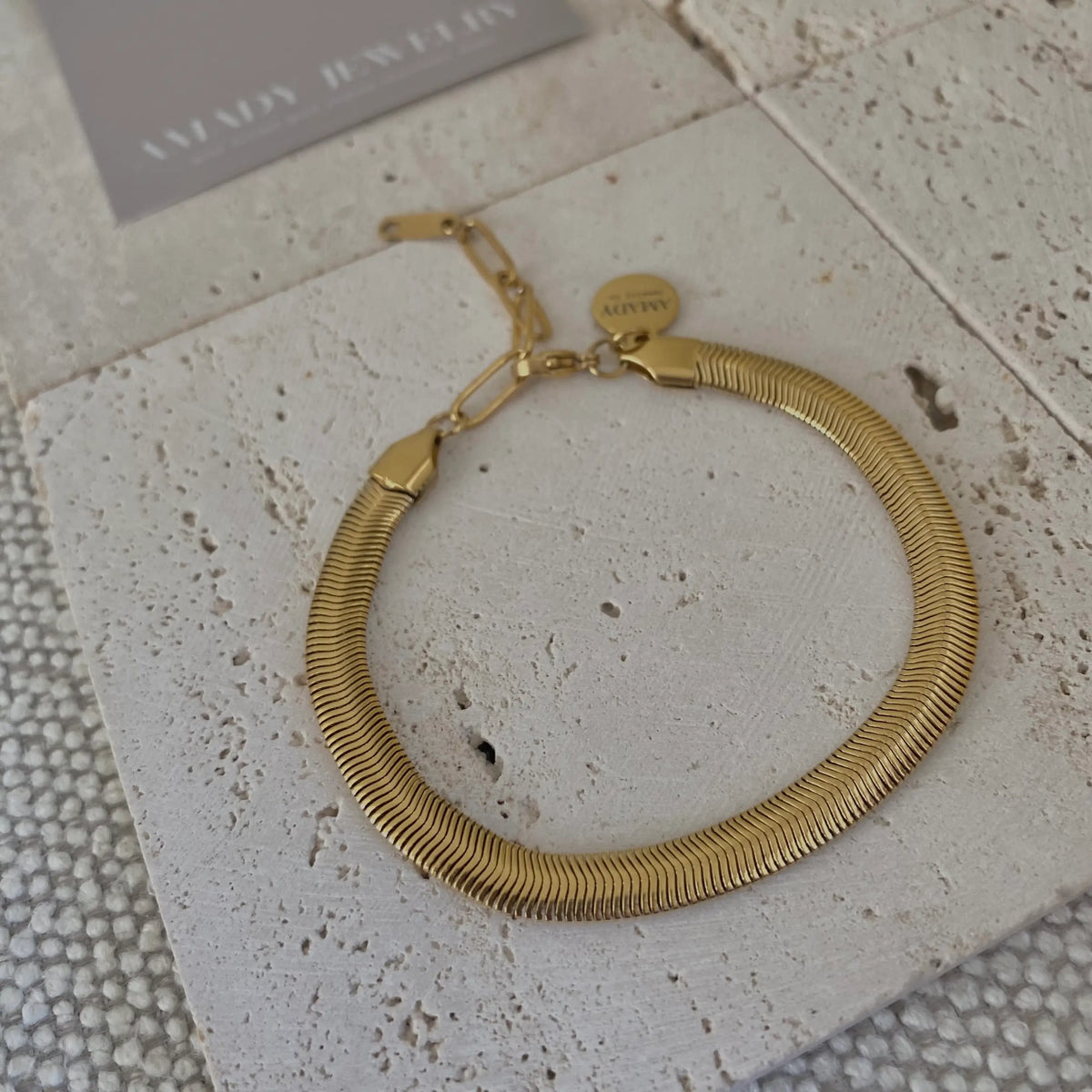18k Gold Plated Bracelet Herringbone Snake chain PV SS