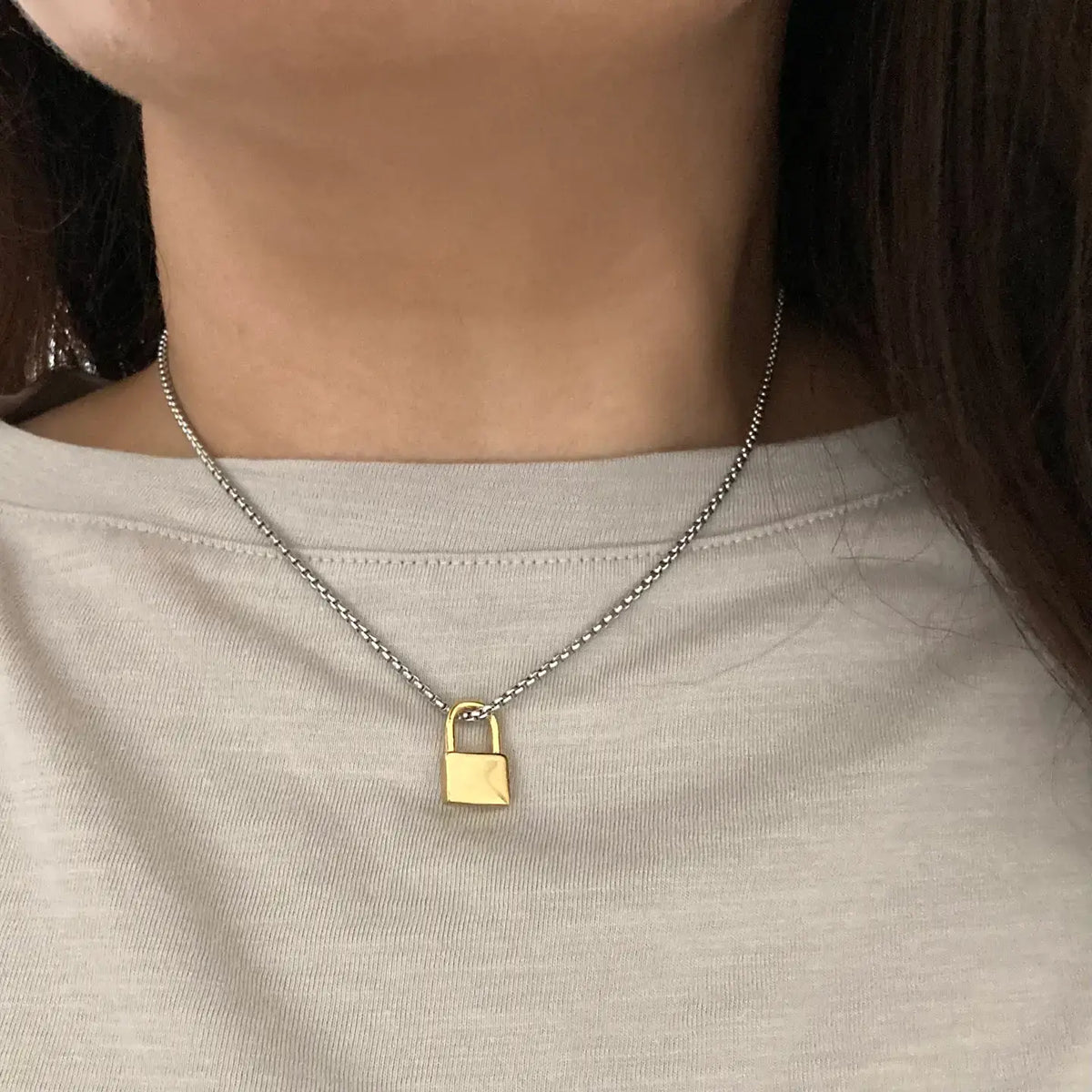 Gold Padlock Necklace on a gold-plated or silver chain