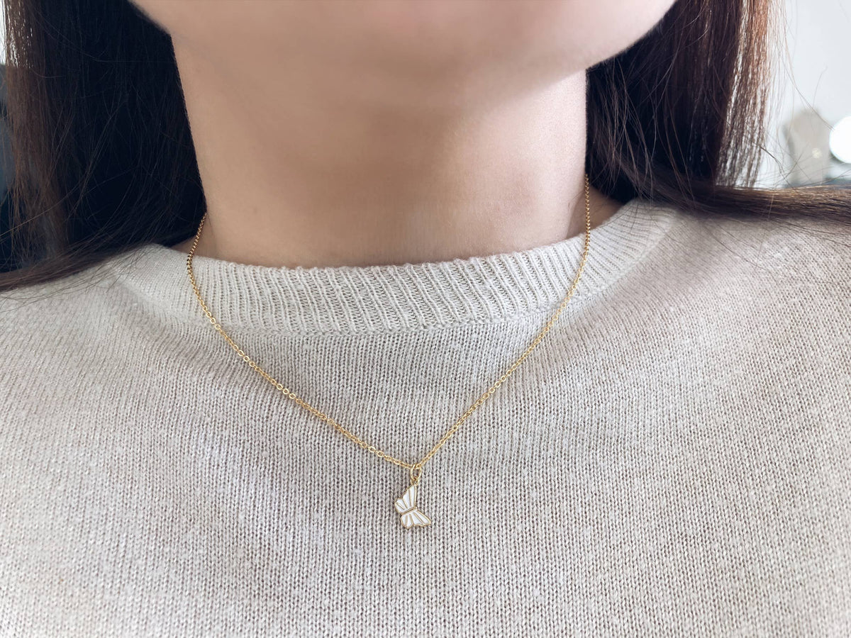 Butterfly charm pendant dainty necklace 18K waterproof